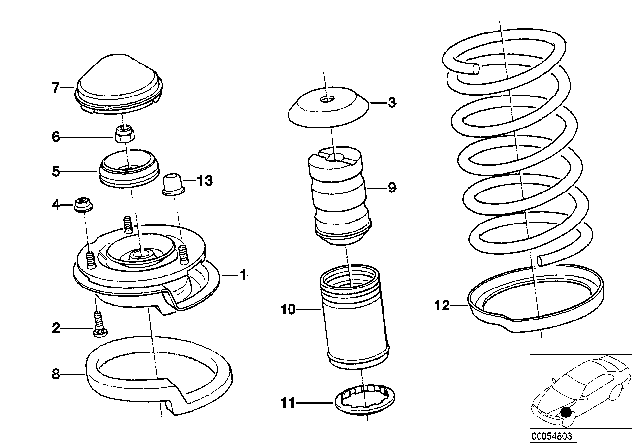 1990 BMW 525i Guide Support / Spring Pad / Attaching Parts Diagram