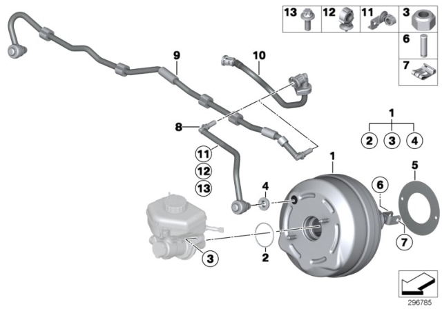 2014 BMW 428i xDrive Brake Servo Unit / Mounting Diagram