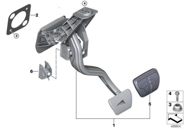 2020 BMW 840i xDrive Pedal Assembly, Automatic Transmission Diagram 2
