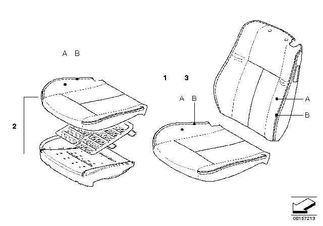 2006 BMW 650i Basic Seat Upholstery, Leather Diagram for 52107969513