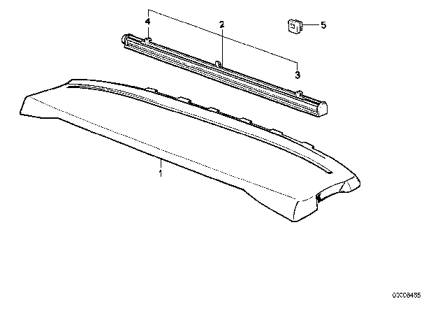 1991 BMW 318is Rear Window Shelf / Sun Blind Diagram