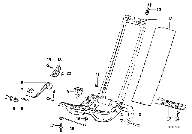 1994 BMW 318is BMW Sports Seat Frame Mechanical Diagram 1