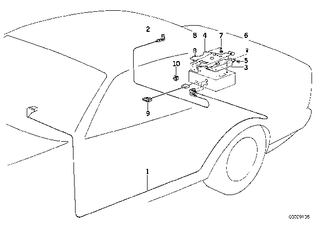 1988 BMW 750iL Single Components CD Changer Diagram 1