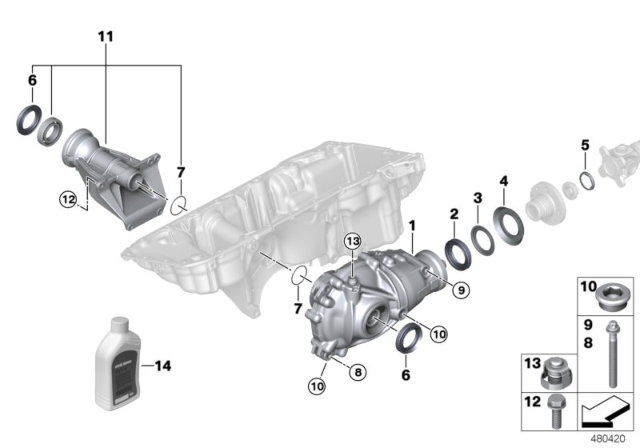 2018 BMW 530i xDrive Front Axle Differential Diagram