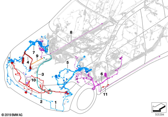 2019 BMW X7 WIRING HARNESS, FRONT END Diagram for 61129825142