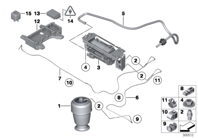 2012 BMW 535i GT Levelling Device, Air Spring And Control Unit Diagram