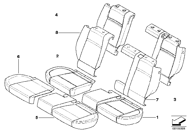 2008 BMW X5 Seat, Rear, Cushion & Cover Diagram 2