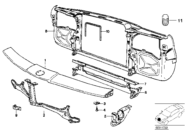 1986 BMW 735i Front Panel Diagram