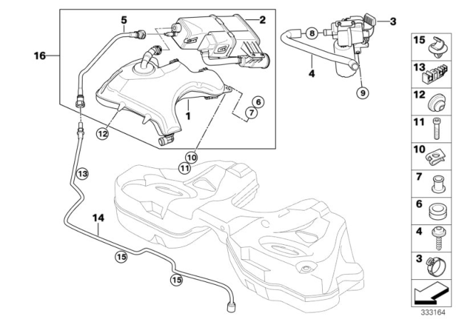 2005 BMW 745i Expansion Tank / Activated Carbon Container Diagram 2