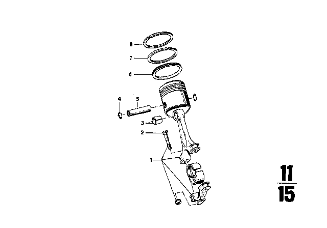 1970 BMW 2800 Connecting Rod Bolt Diagram for 11240618111