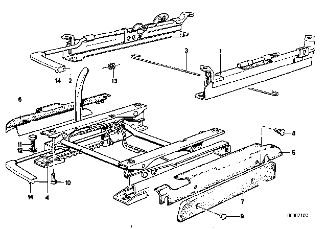 1981 BMW 528i Connection Rod, Seat Catch, Right Diagram for 52101877336