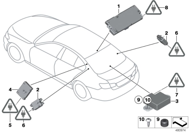 2010 BMW 550i Single Parts For Antenna-Diversity Diagram