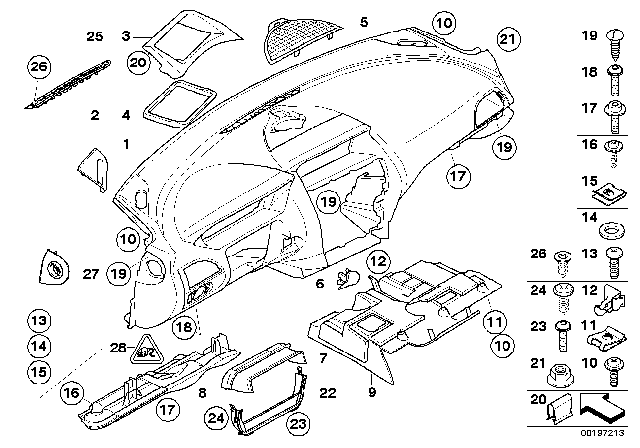 2005 BMW 645Ci Trim Panel Dashboard Diagram