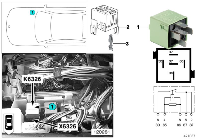 2002 BMW X5 Relay, Load-Shedding Terminal Diagram 1