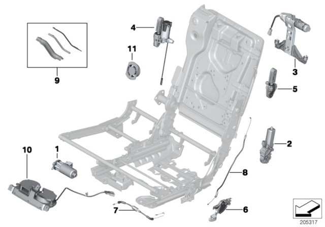 2011 BMW 550i GT xDrive Drive, Backrest Adjustment Diagram for 52207263586