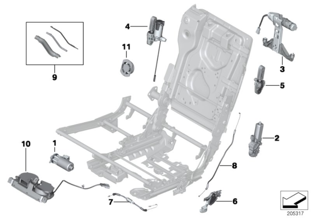 2013 BMW 535i GT Seat, Rear, Drives Diagram