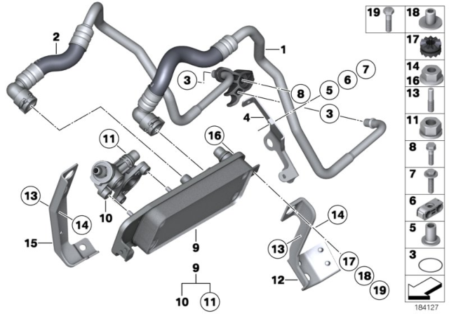 2019 BMW 640i Gran Coupe Heat Exchanger / Transmission Oil Cooler Line Diagram