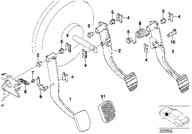 2003 BMW 525i Pedals Supporting Bracket / Brake Pedal Diagram