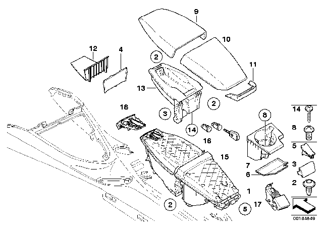 2010 BMW 650i Cover,Centre Arm Rest, Leather Diagram for 51168046912