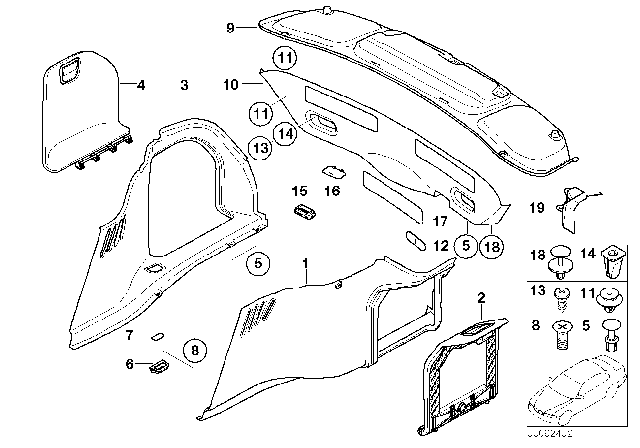 2003 BMW 745i Luggage Compartment - Tailgate / Boot Trim Diagram