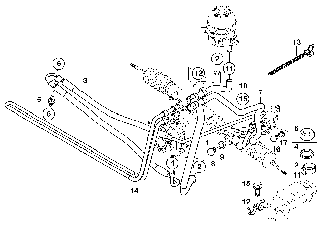 2000 BMW X5 Hydro Steering - Oil Pipes Diagram 2