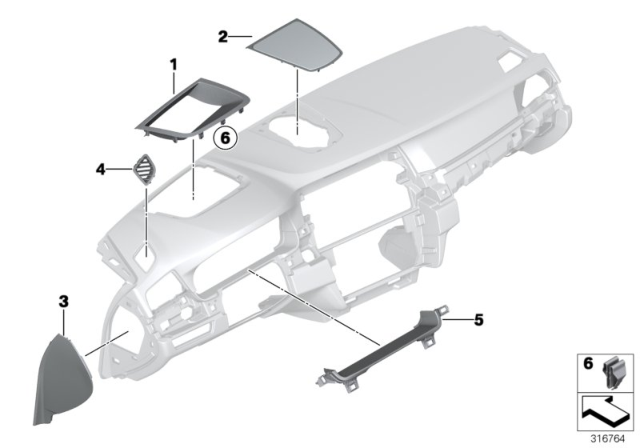 2014 BMW 535i Mounting Parts, Instrument Panel Diagram 3