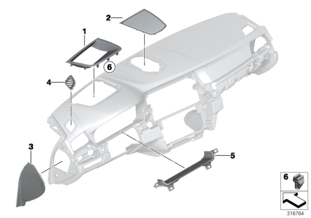 2015 BMW ActiveHybrid 5 Mounting Parts, Instrument Panel Diagram 3