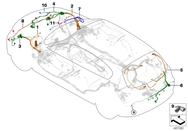 2012 BMW 128i Wiring Set Pdc, Front Diagram for 61129283693