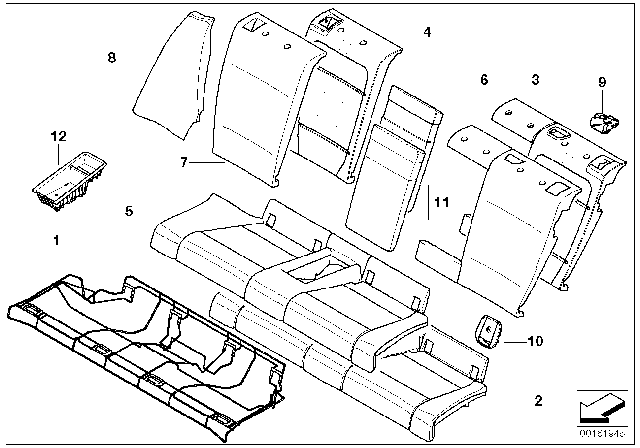 2011 BMW 135i Cover Backrest Cloth Left Diagram for 52202996433