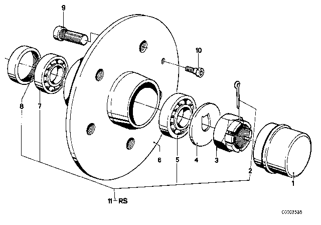 1975 BMW 530i Tapered Roller Bearing Diagram for 31212634106
