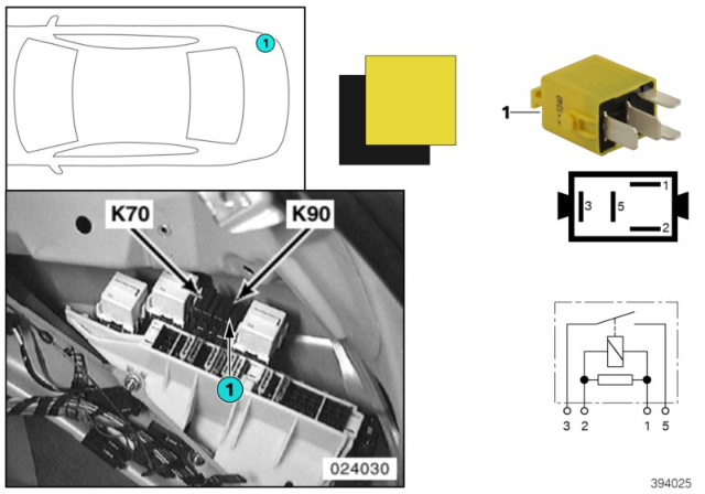 2001 BMW 540i Relay, Drive, Rear Window Diagram