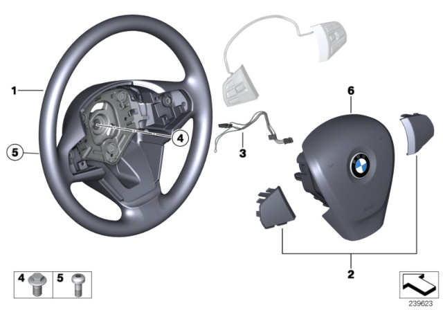 2015 BMW X3 Steering Wheel, Leather Diagram