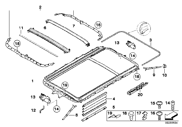 2004 BMW X5 Frame Panoramic Roof Diagram for 54137184905