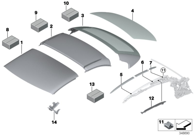 2018 BMW 430i Roof Shells Diagram