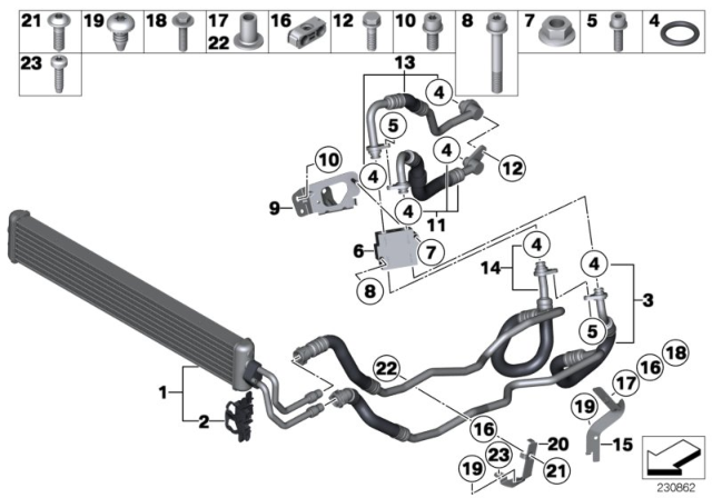 2014 BMW 740Li xDrive Transmission Oil Cooler Diagram for 17217575243