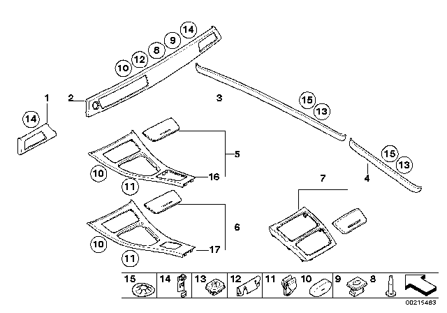 2012 BMW 335i Interior Trim Strips, Varieg.Bamboo, Anthracite Diagram