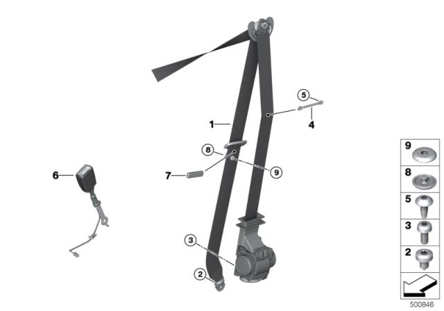 2020 BMW M340i Safety Belt Front Diagram