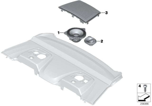 2016 BMW 550i Speaker, Storage Shelf, High End Diagram