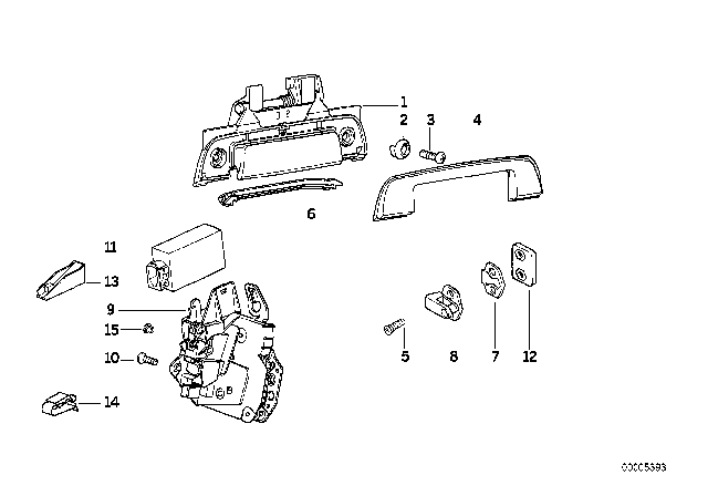 1994 BMW 318i Locking System, Door Diagram 1