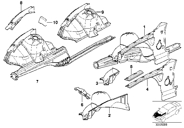 1999 BMW Z3 Wheel Arch Front Diagram