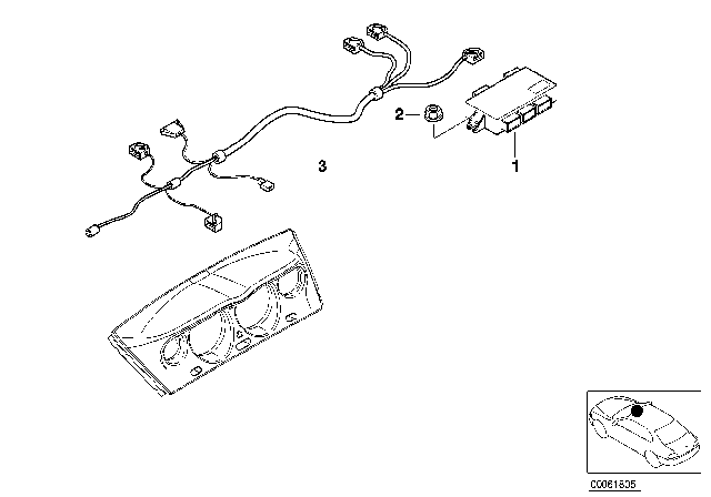 2001 BMW Z8 Control Unit, Integrated In Instrument Cluster Diagram