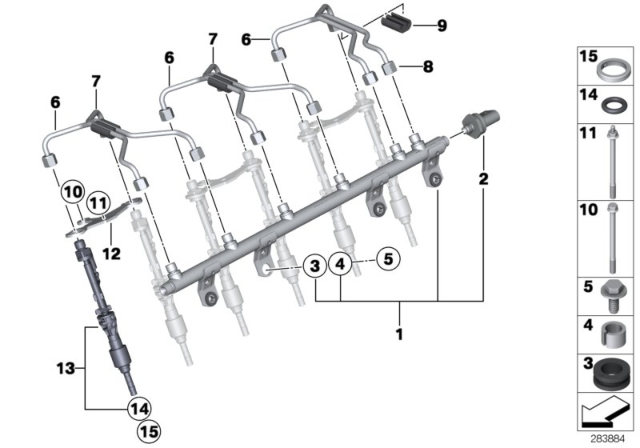 2015 BMW X6 High Pressure Pipe Diagram for 13537576776