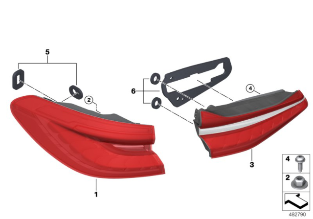 2018 BMW 640i xDrive Gran Turismo Rear Light Side Panel Led Right Diagram for 63217376488