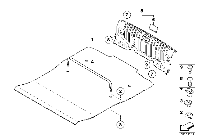 2010 BMW 135i Trim Panel, Rear Trunk / Trunk Lid Diagram 1