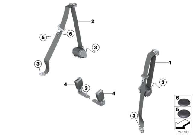 2012 BMW 650i Safety Belt Rear Diagram