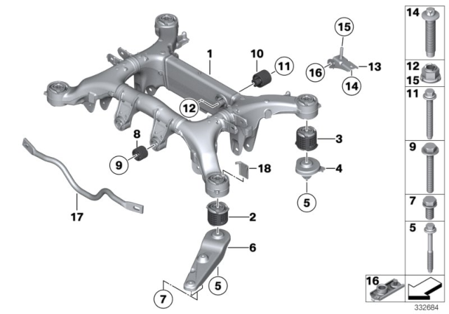 2012 BMW 760Li Rear Axle Carrier Diagram