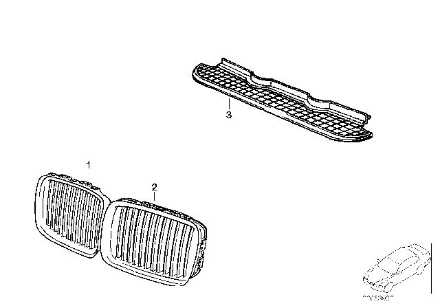 1998 BMW 318i Exterior Trim / Grille Diagram 1