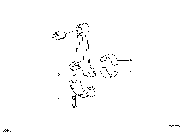 1992 BMW M5 Set Connecting Rod Diagram for 11241307653