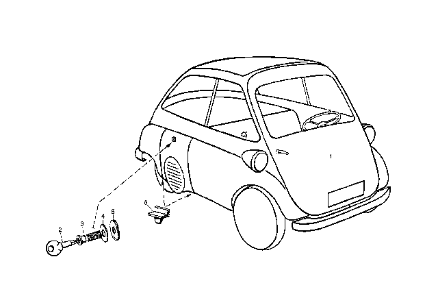 1958 BMW Isetta Distance Rubber Diagram for 41635080570