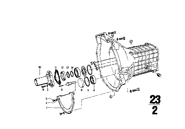 1971 BMW 1602 Housing & Attaching Parts (Getrag 242) Diagram 1